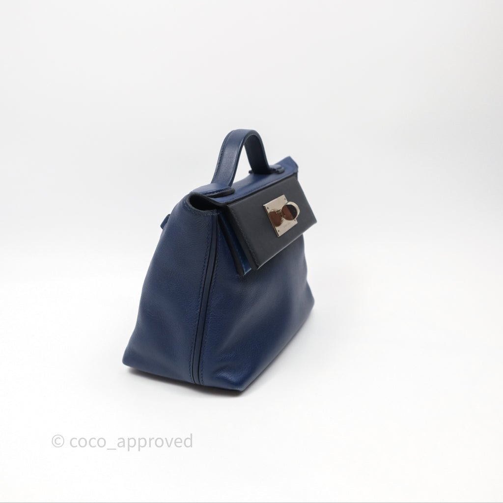 Hermès 24/24 21 Mini Bleu Saphir 73/ Bleu Indigo 76/ Bleu France 71 Evercolor/ Swift Palladium Hardware