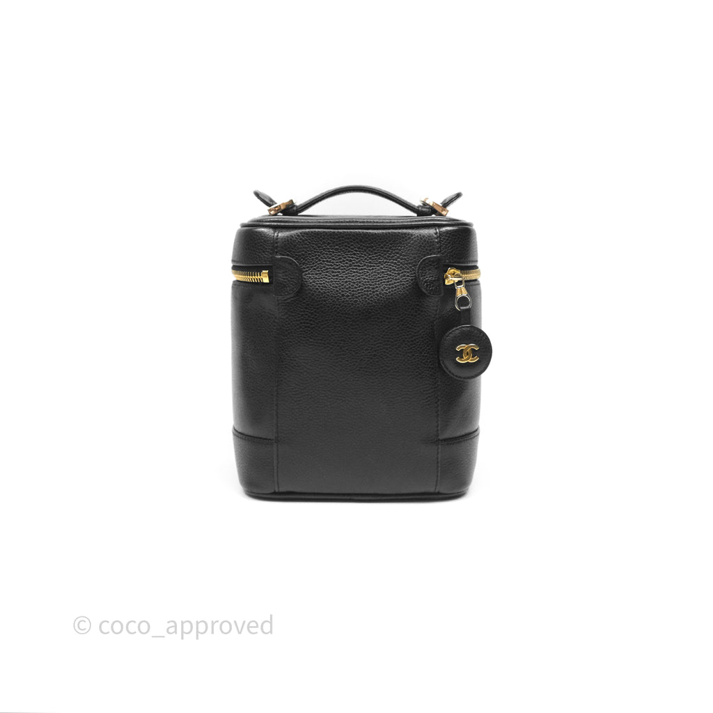 Chanel Vintage Vanity Case Black Caviar Gold Hardware