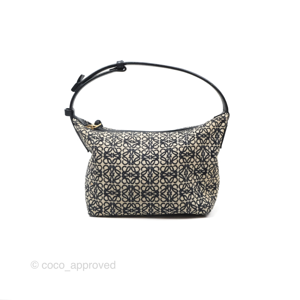 Loewe Small Cubi bag in Anagram Jacquard & Calfskin Navy/ Black