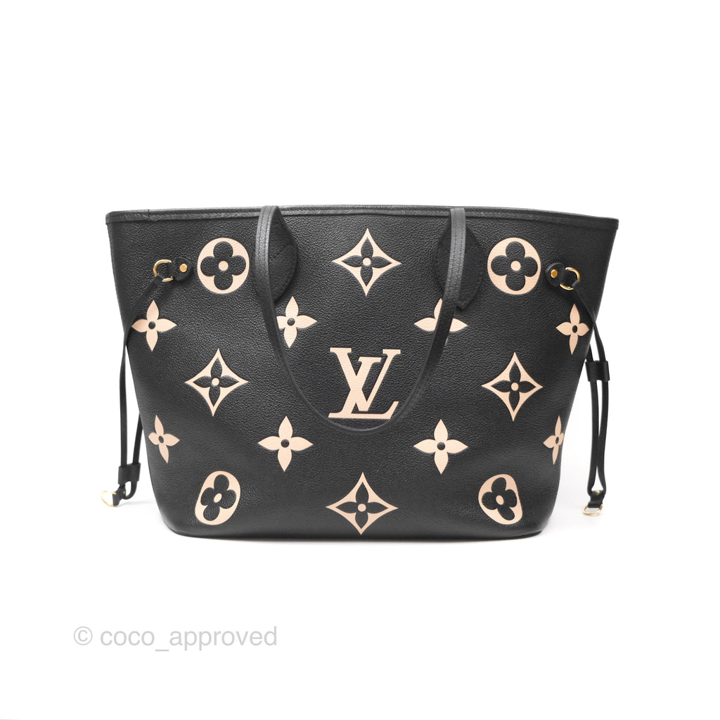 Louis Vuitton Neverfull MM Monogram Black Beige