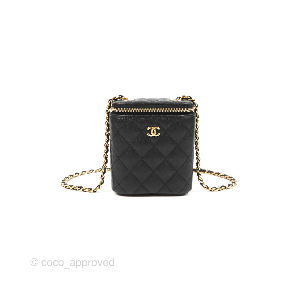 Chanel Classic Mini Vanity With Chain Black Caviar Gold Hardware