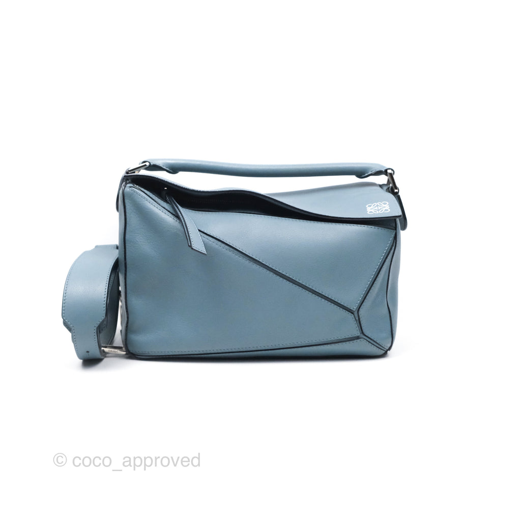 Loewe Medium Puzzle Bag Blue Calfskin Silver Hardware