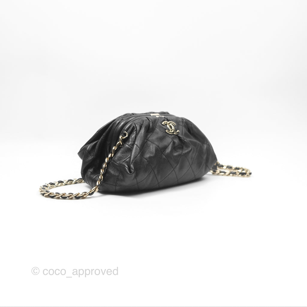 Chanel Quilted Clutch with Chain Black Lambskin Gold Hardware 