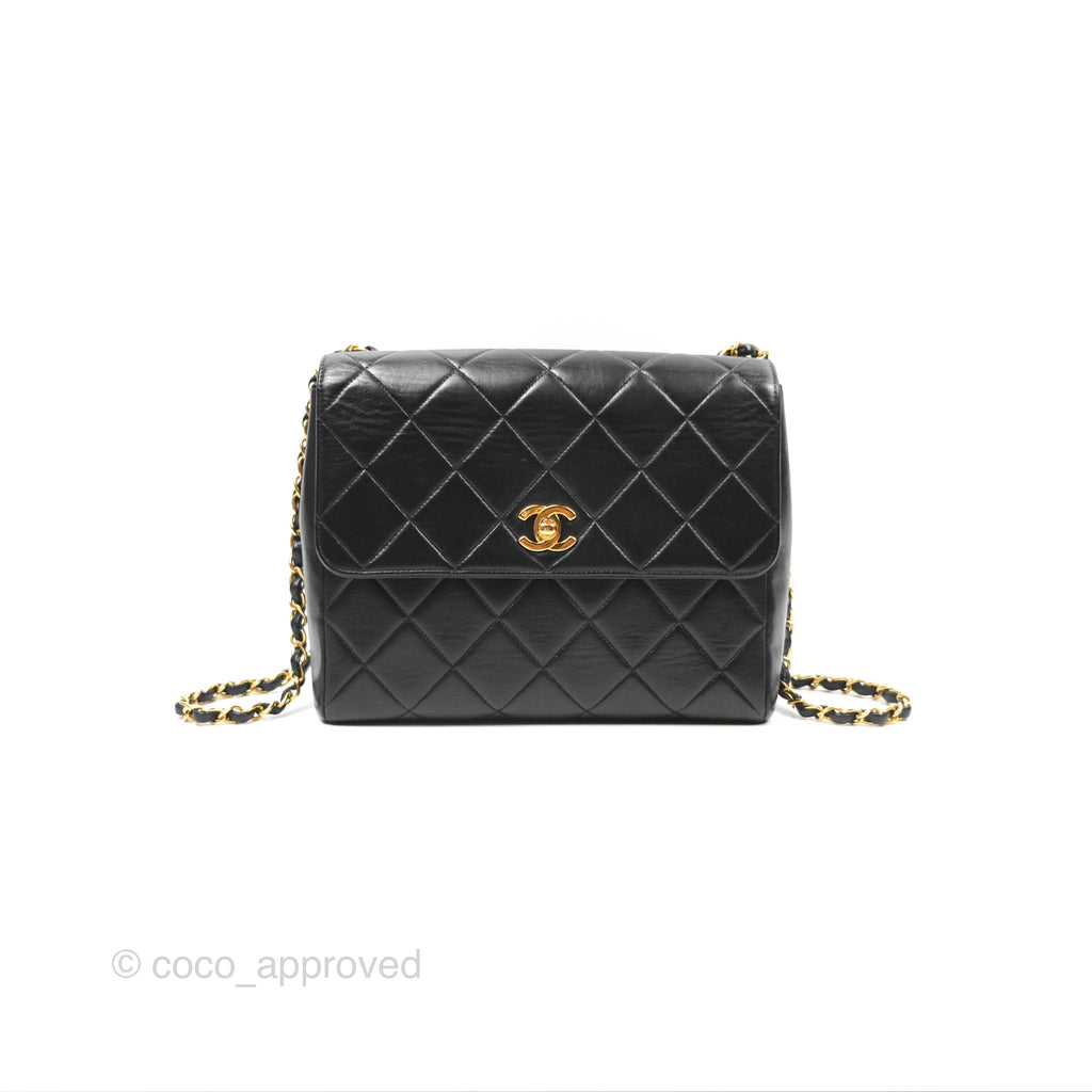 Chanel Vintage Flap Bag Black Lambskin 24K Gold Hardware