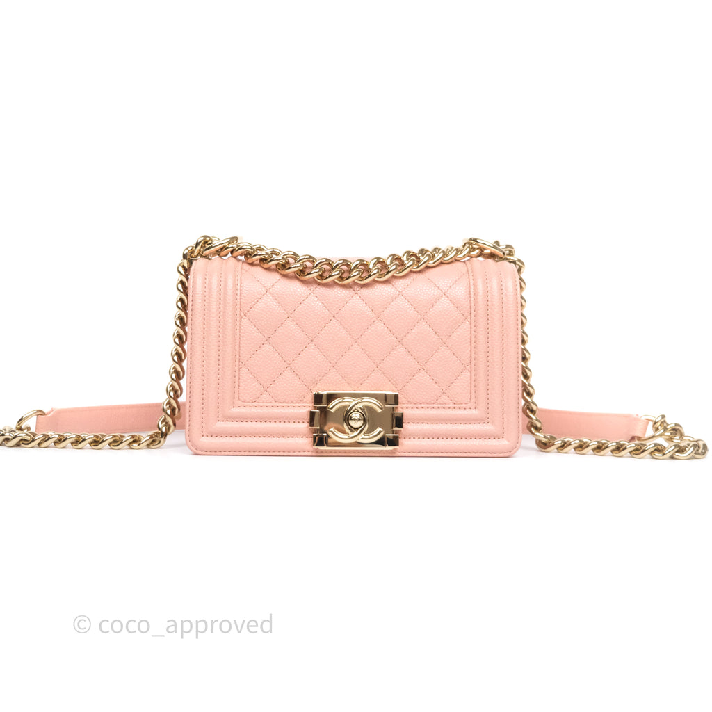 Chanel Small Boy Quilted Pink Caviar Gold Hardware