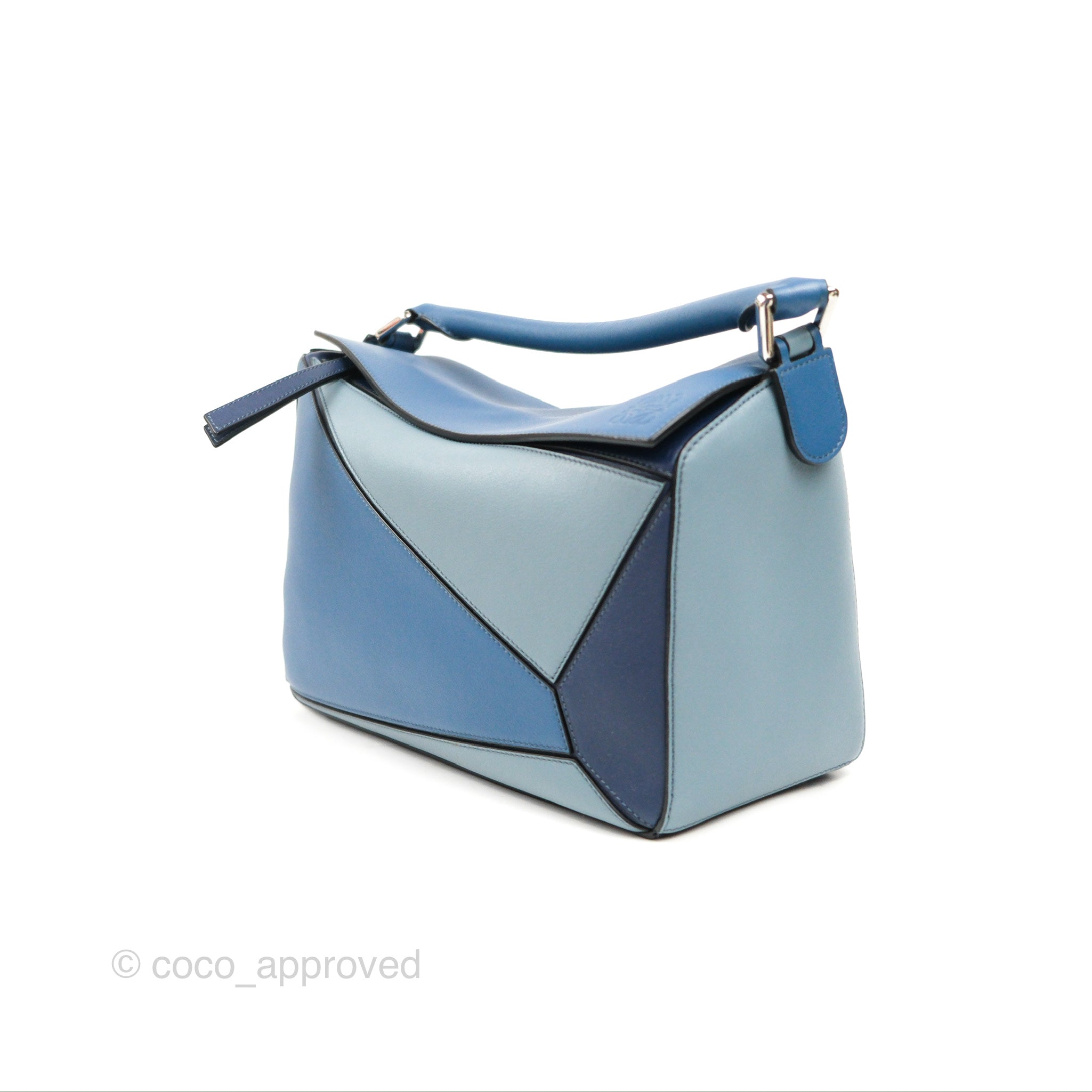 LOEWE Calfskin Small Puzzle Bag Light Blue Aqua