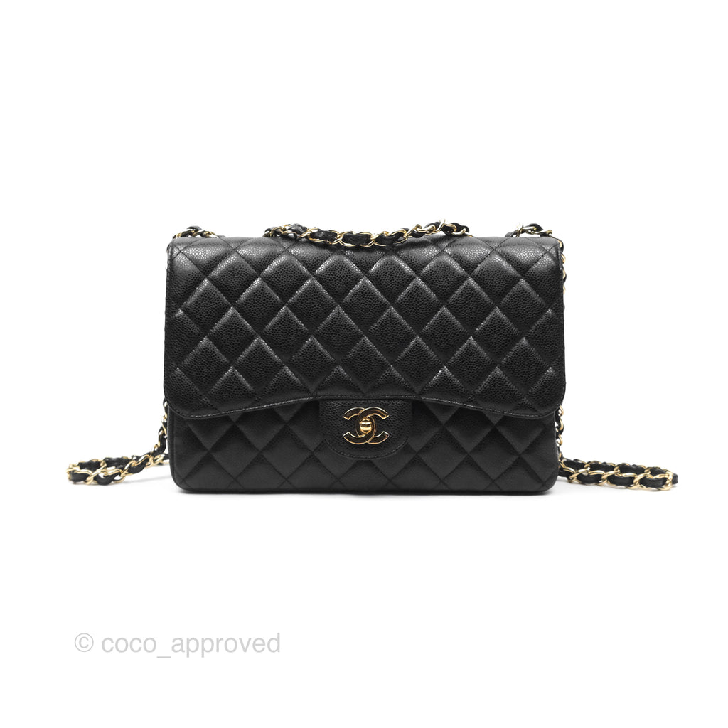 Chanel Jumbo Single Flap Black Caviar Gold Hardware⁣⁣