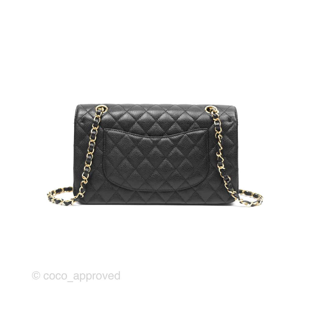 Chanel Classic M/L Medium Flap Quilted Black Caviar Gold Hardware