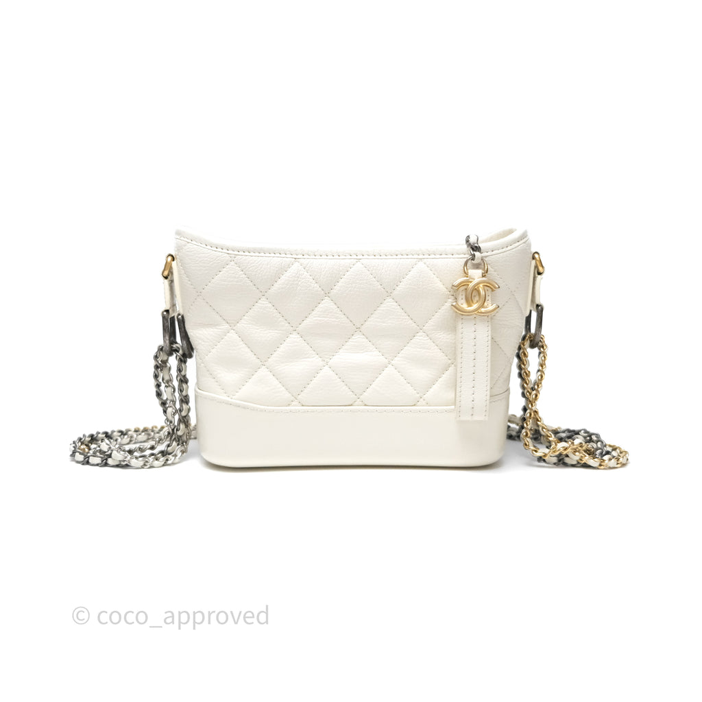 Chanel Small Gabrielle Hobo White Patent Goatskin Mixed Hardware