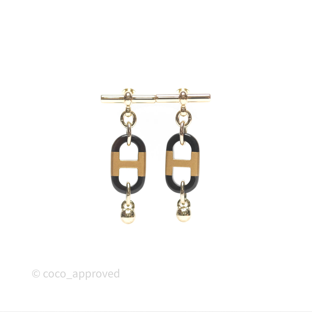 Hermès Sur Mer Earrings Small Model Black/ Gold Tone