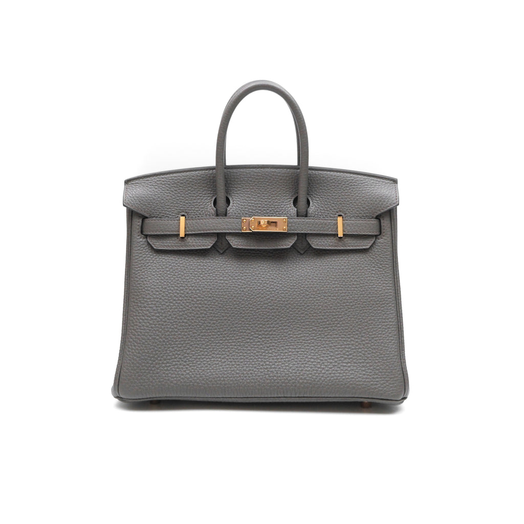 Hermès Birkin 25 Retourne Etain 8F Clemence Rose Gold Hardware