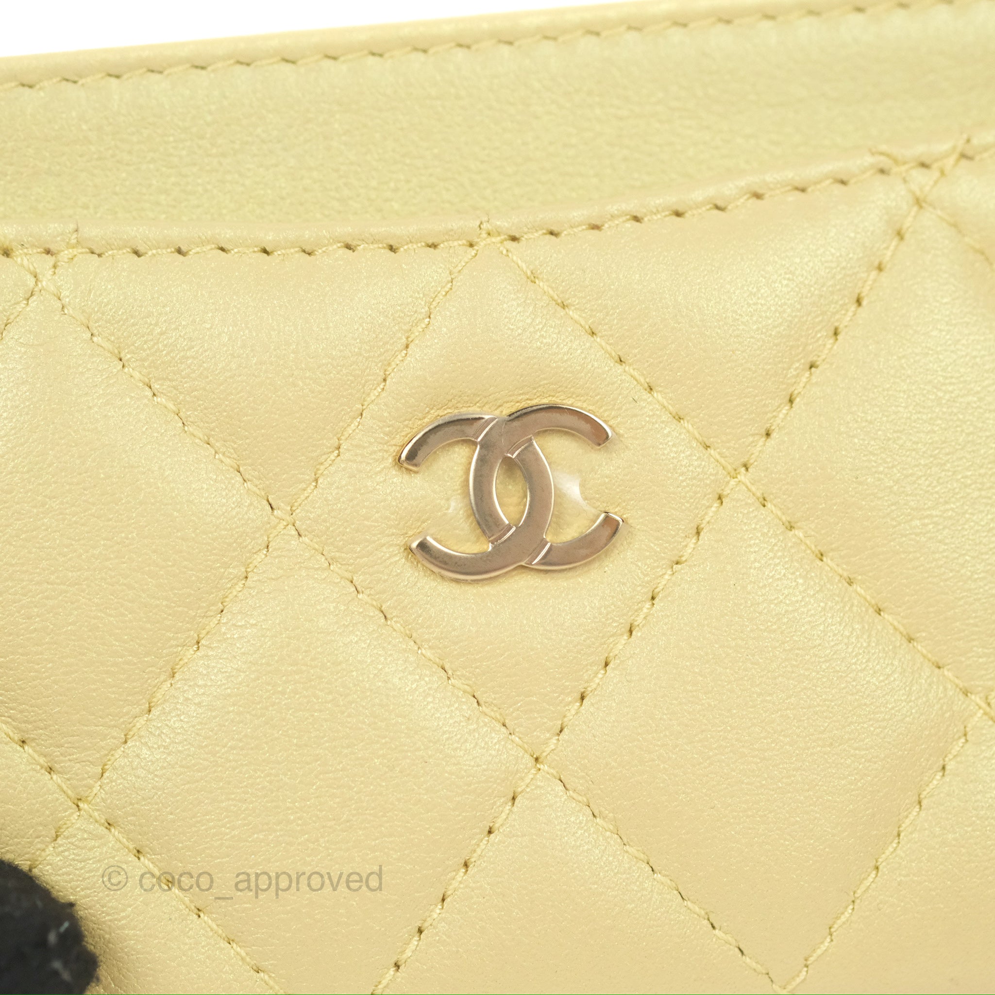 Chanel Classic Chain Card Holder Iridescent White Lambskin Silver Hard –  Coco Approved Studio