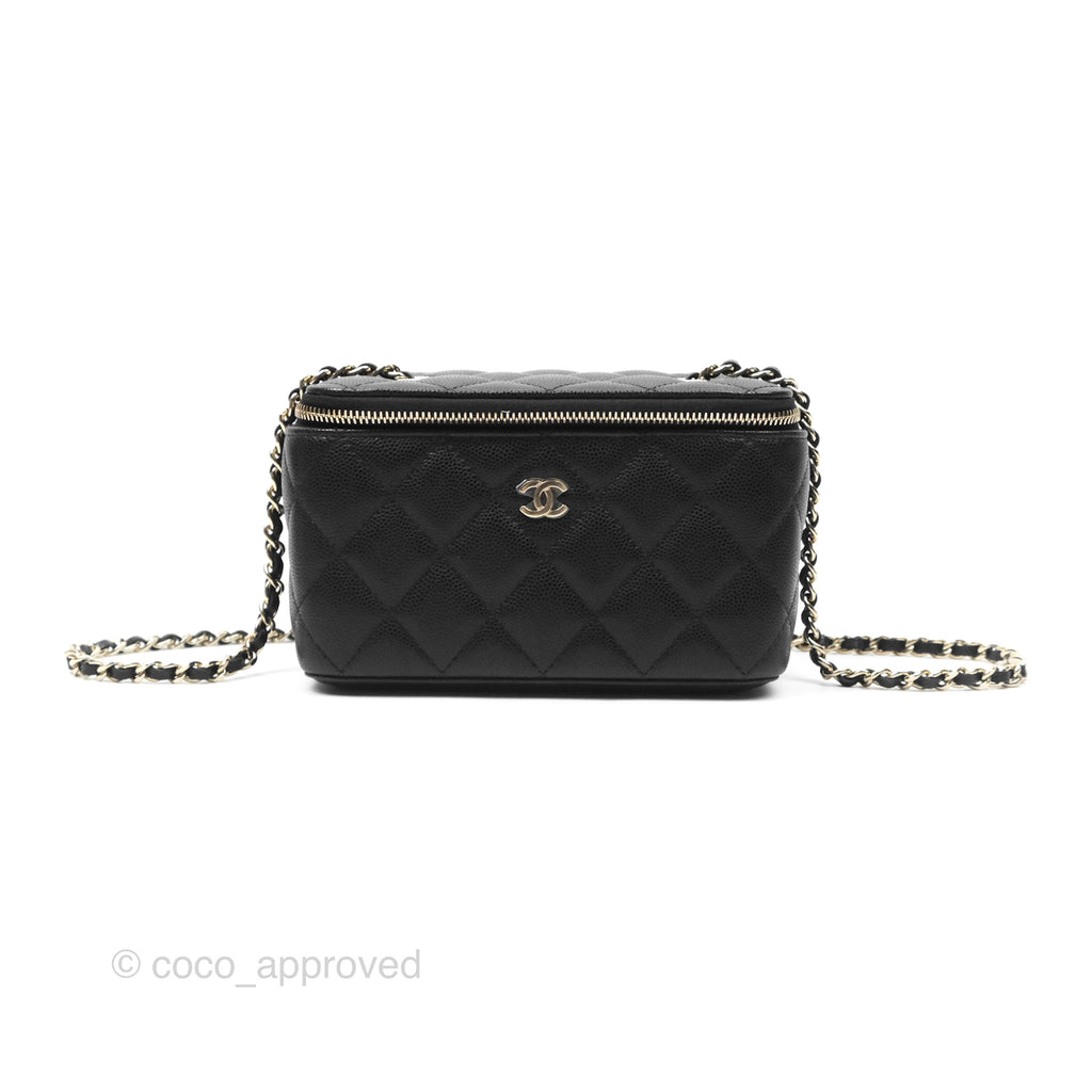 Chanel Vanity Rectangular With Chain Black Caviar Gold Hardware