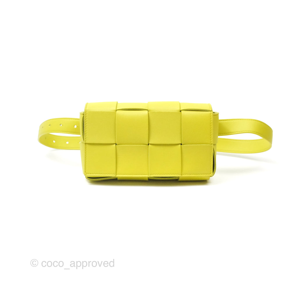 Bottega Veneta Mini Cassette Belt Bag Intreccio Lambskin Kiwi