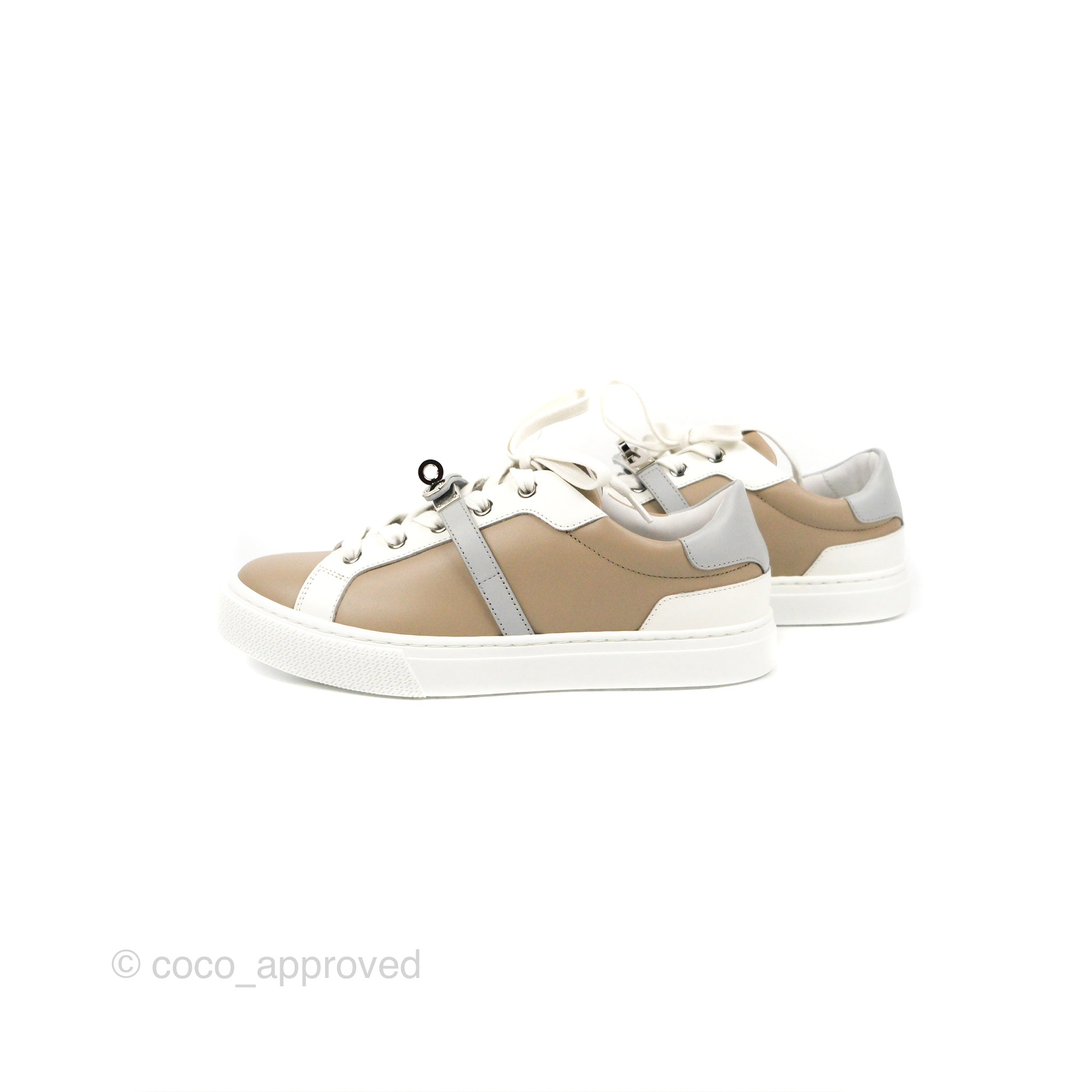 Hermes, Shoes, Hermes Day Sneakers Beige White Cream Tri Color Limited