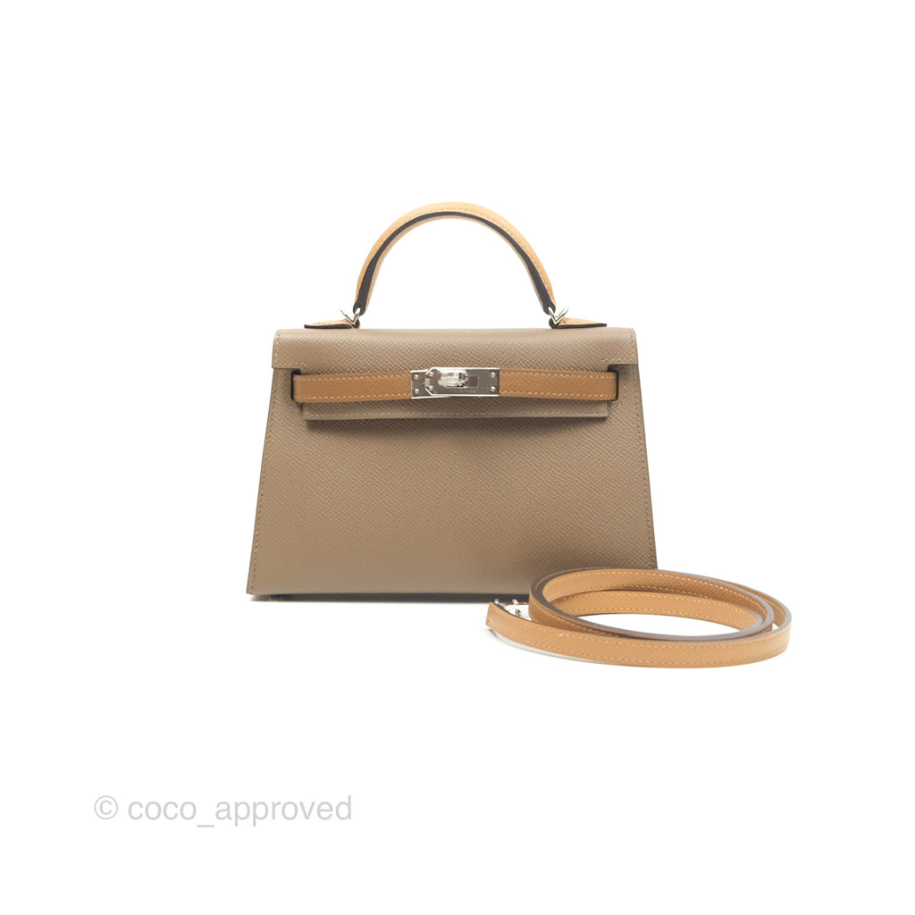 Hermès Mini Kelly II Etoupe 18/Alezan 3G/Biscuit 48 Epsom Palladium Hardware