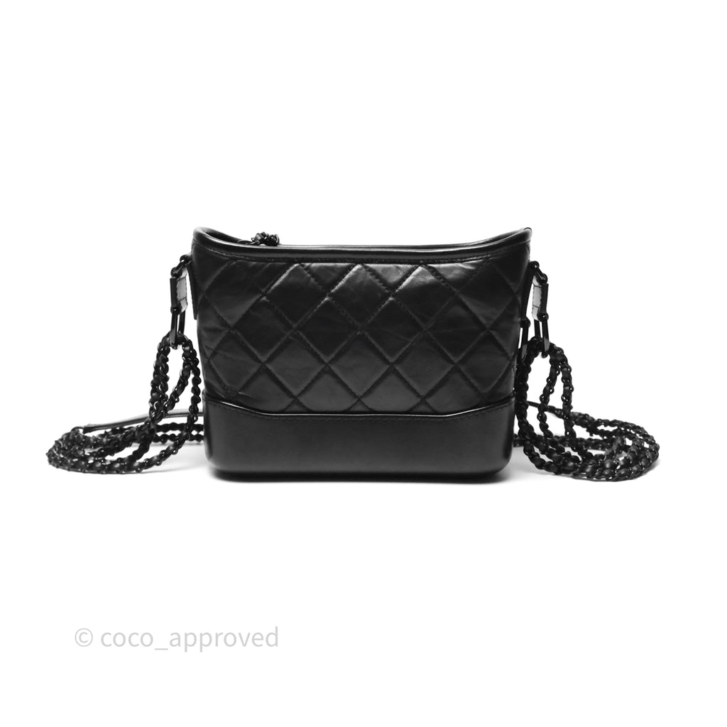 Chanel Small Gabrielle Hobo Quilted So Black Aged Calfskin