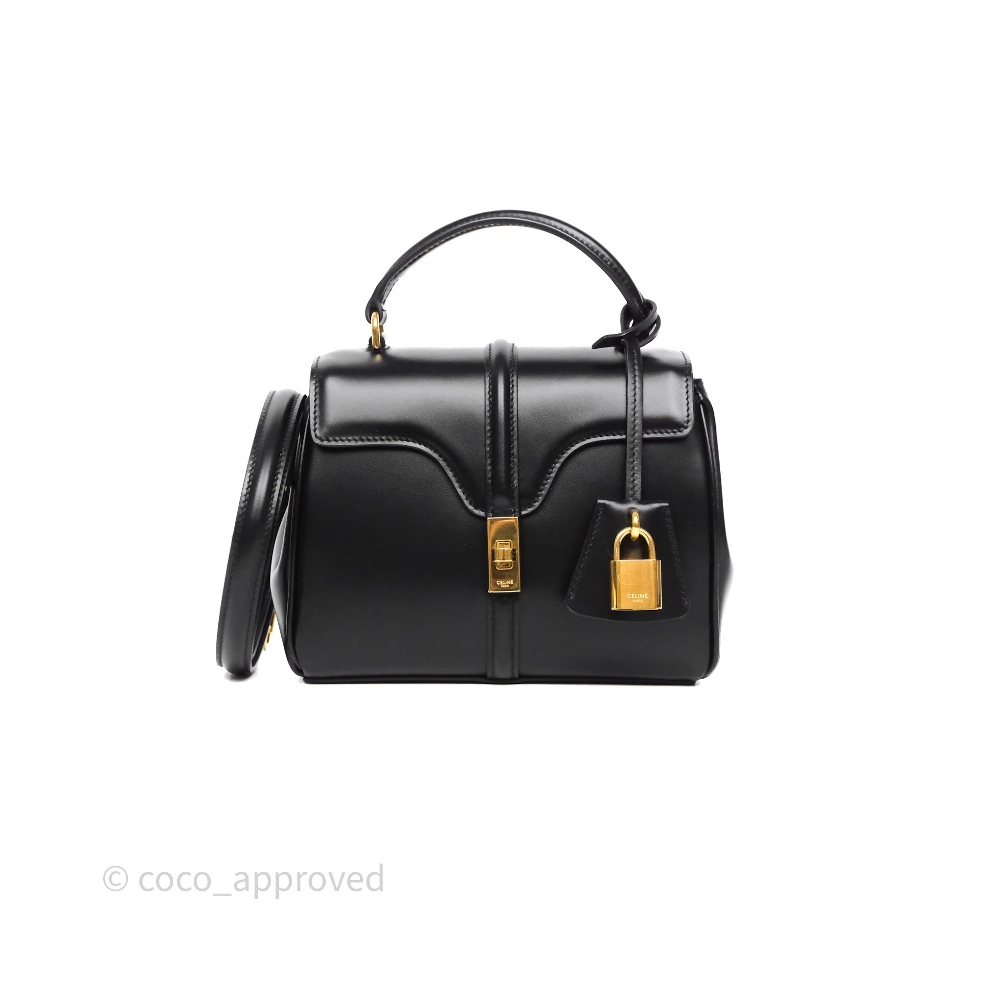 Celine Mini 16 Bag in Satinated Calfskin Black – Coco Approved Studio