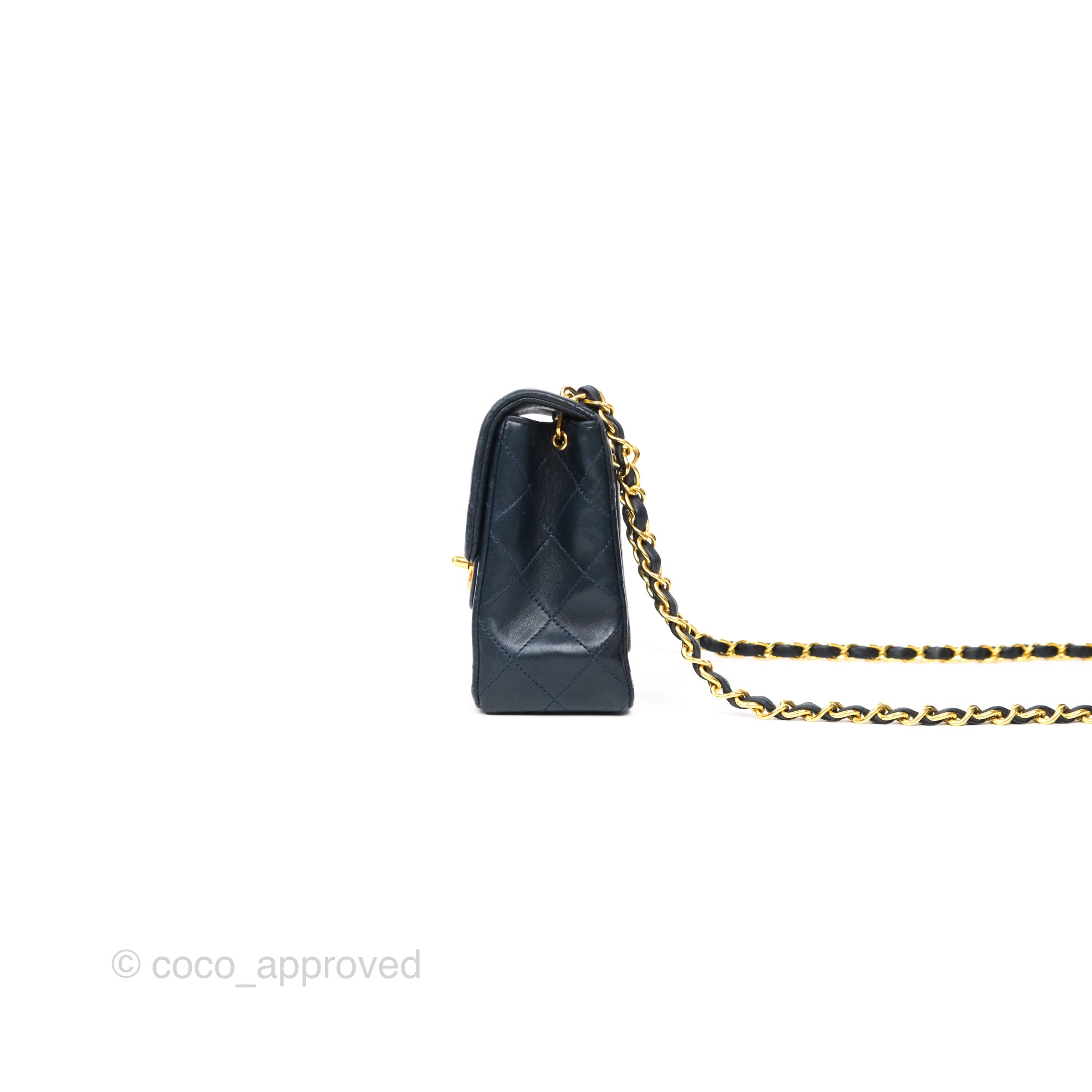 Chanel Vintage Mini Square Navy Lambskin 24K Gold Hardware – Coco
