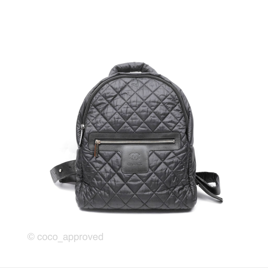 Chanel Coco Cocoon Backpack Black Nylon Silver Hardware