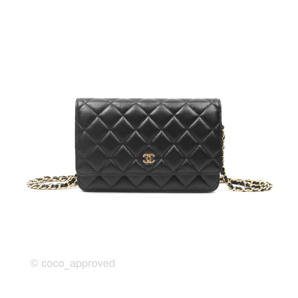 Chanel Quilted Classic Wallet on Chain WOC Black Lambskin Gold Hardware