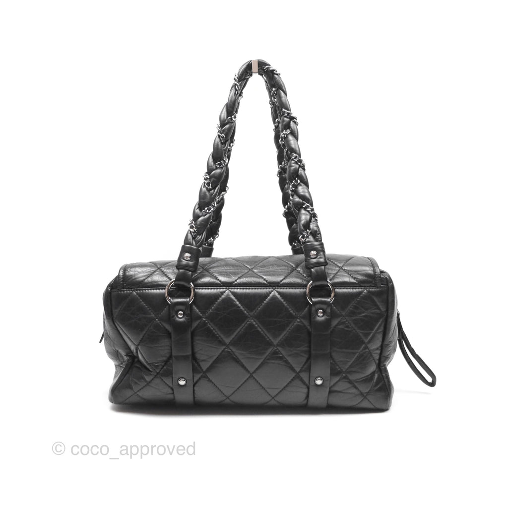 Chanel Quilted Lady Braid Bowler Bag Black Calfskin Silver Hardware