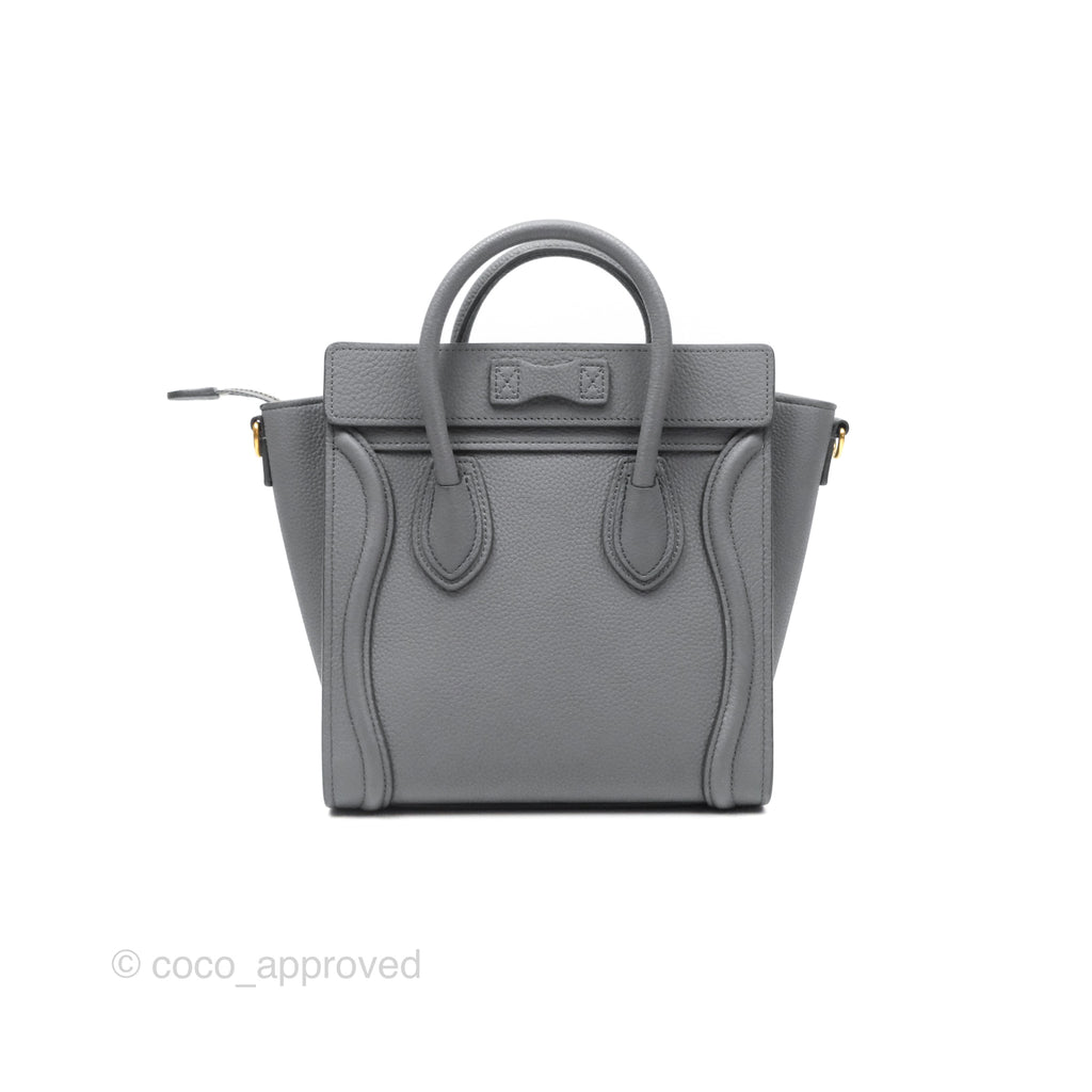 Celine Nano Luggage Bag Grey Drummed Calfskin