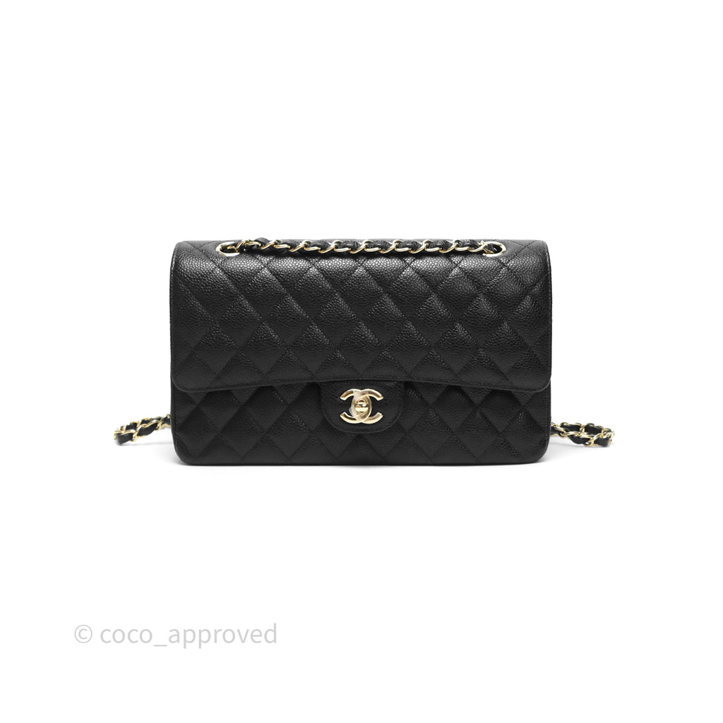 Chanel Classic M/L Medium Flap Quilted Black Caviar Gold Hardware