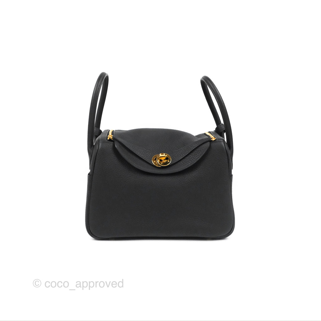 Hermès Lindy 26 Black Clemence Gold Hardware