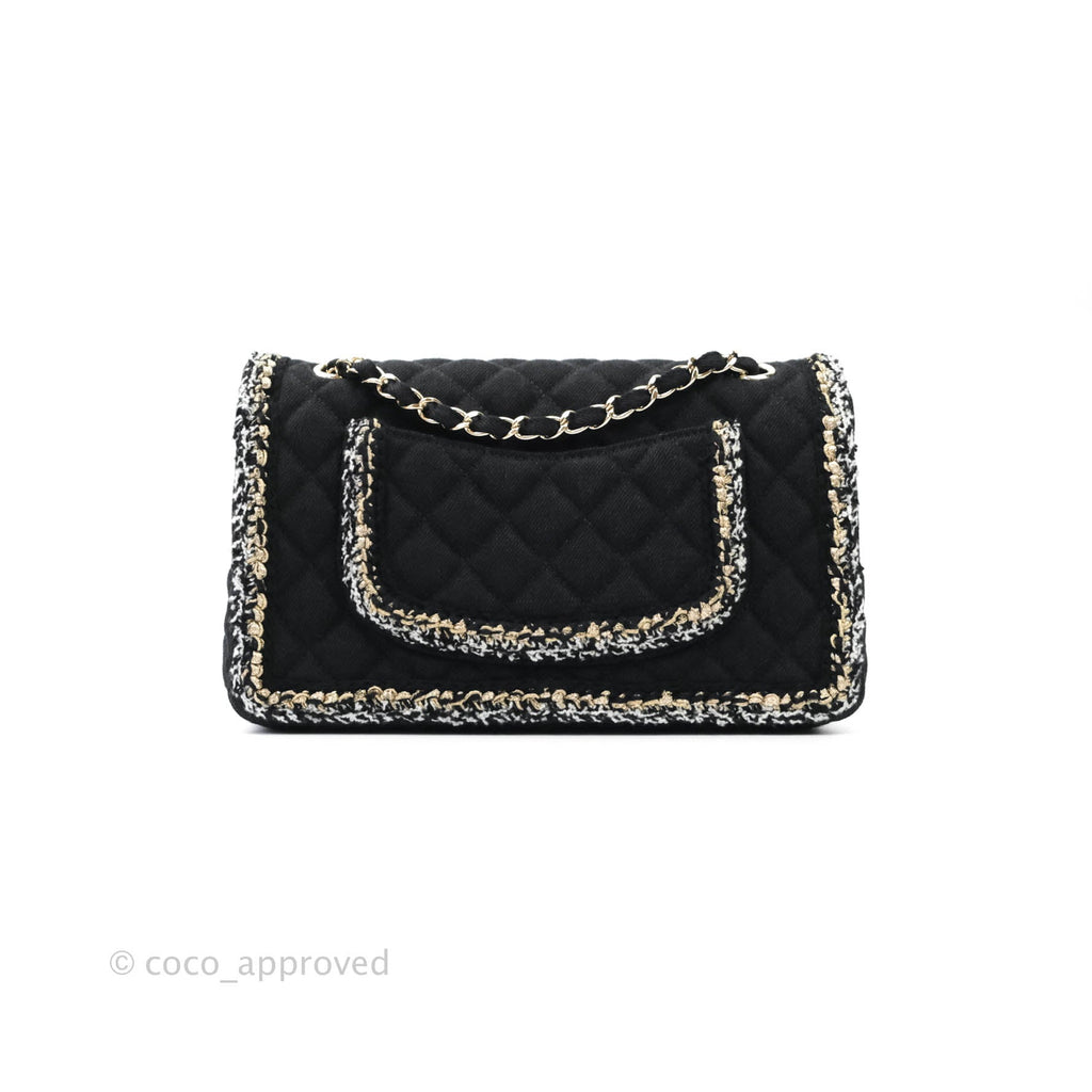 Chanel Classic Flap Bag Black Denim Braided Gold Hardware 18A