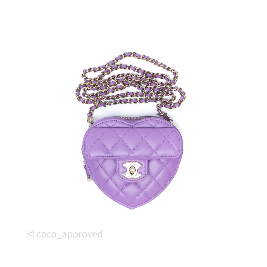 Chanel Small Heart Bag Purple Lambskin Gold Hardware 22S