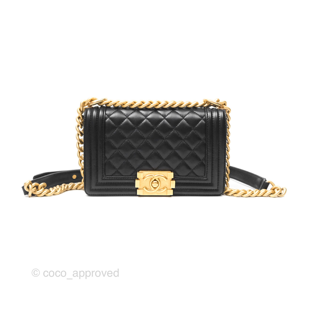 Chanel Small Boy Quilted Black Calfskin Gold Hardware