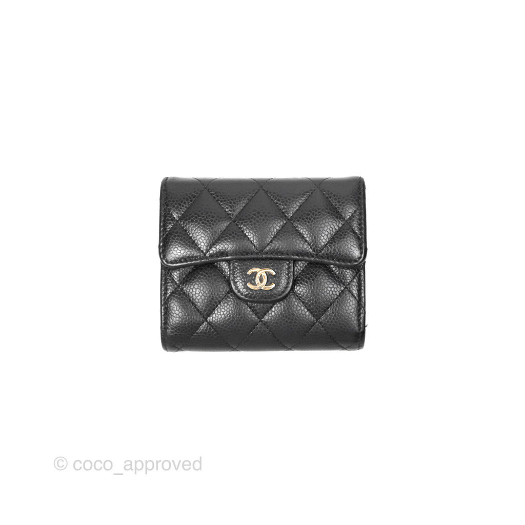 Chanel Classic Short Flap Wallet Black Caviar Gold Hardware