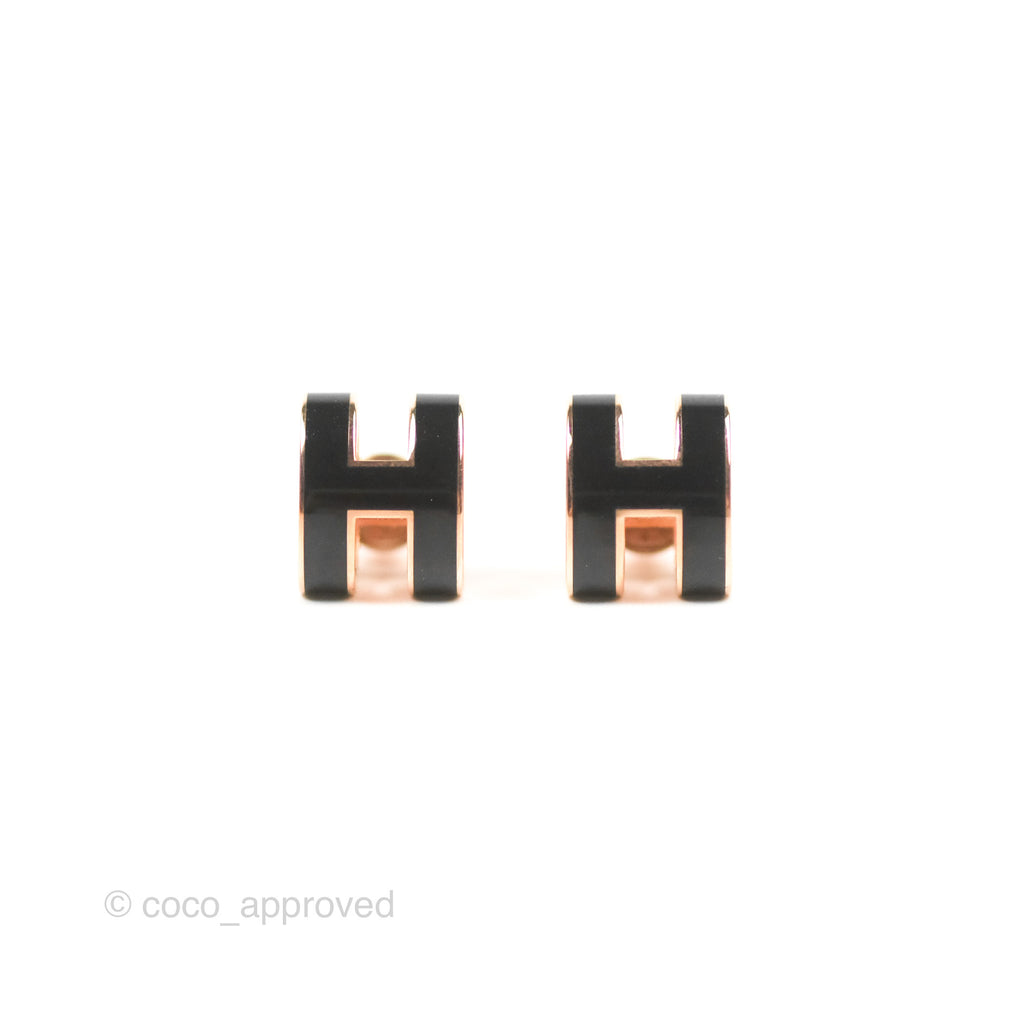 Hermès Pop H Earrings Black Rose Gold Hardware