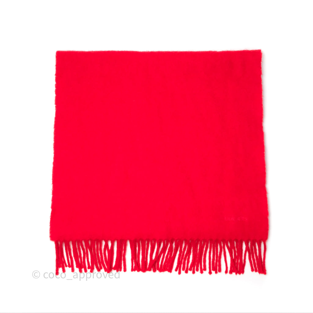 Hermès Cashmere Fringe Muffler Scarf Red