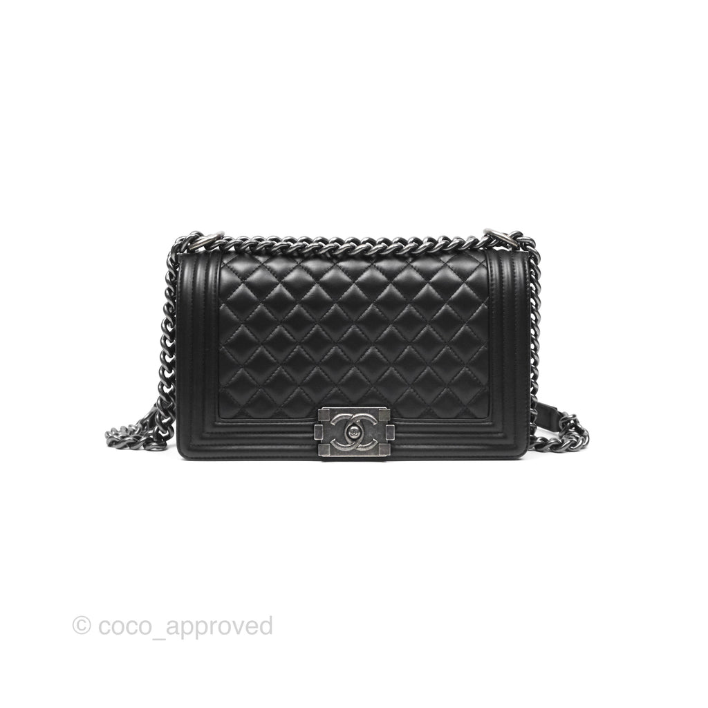 Chanel Medium Boy Quilted Black Calfskin Ruthenium Hardware