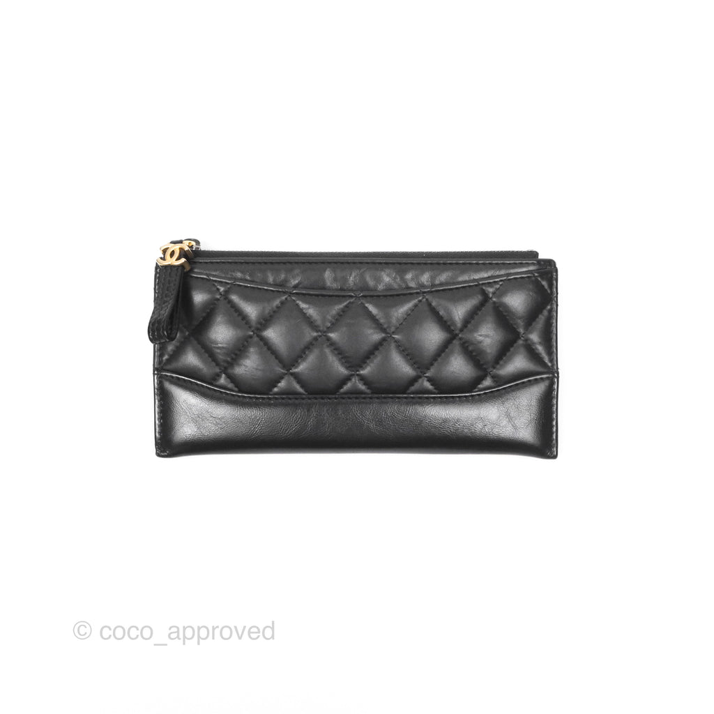 Chanel Quilted Gabrielle Zip Pouch Black Calfskin