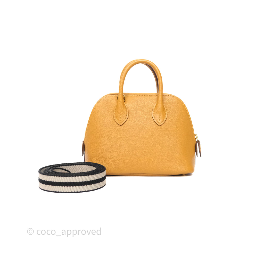 Hermès Bolide Mini 1923 Caramel 28 Chevre Mysore Strap Ficelle/Black Gold Hardware