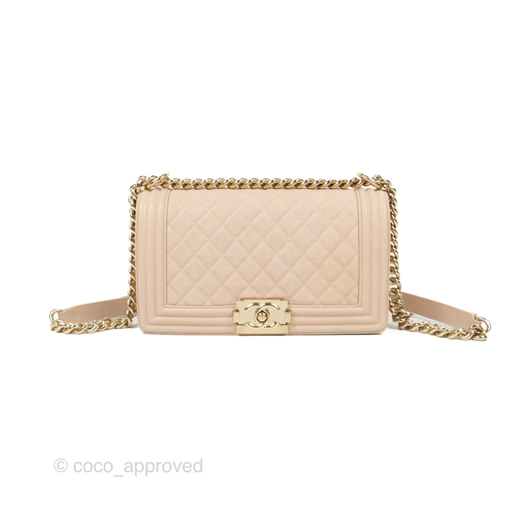 Chanel Quilted Medium Boy Dusty Pink Caviar Gold Hardware