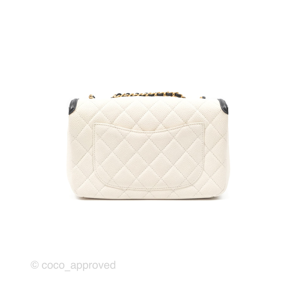 Chanel Small CC Filigree Flap Quilted Ivory Caviar