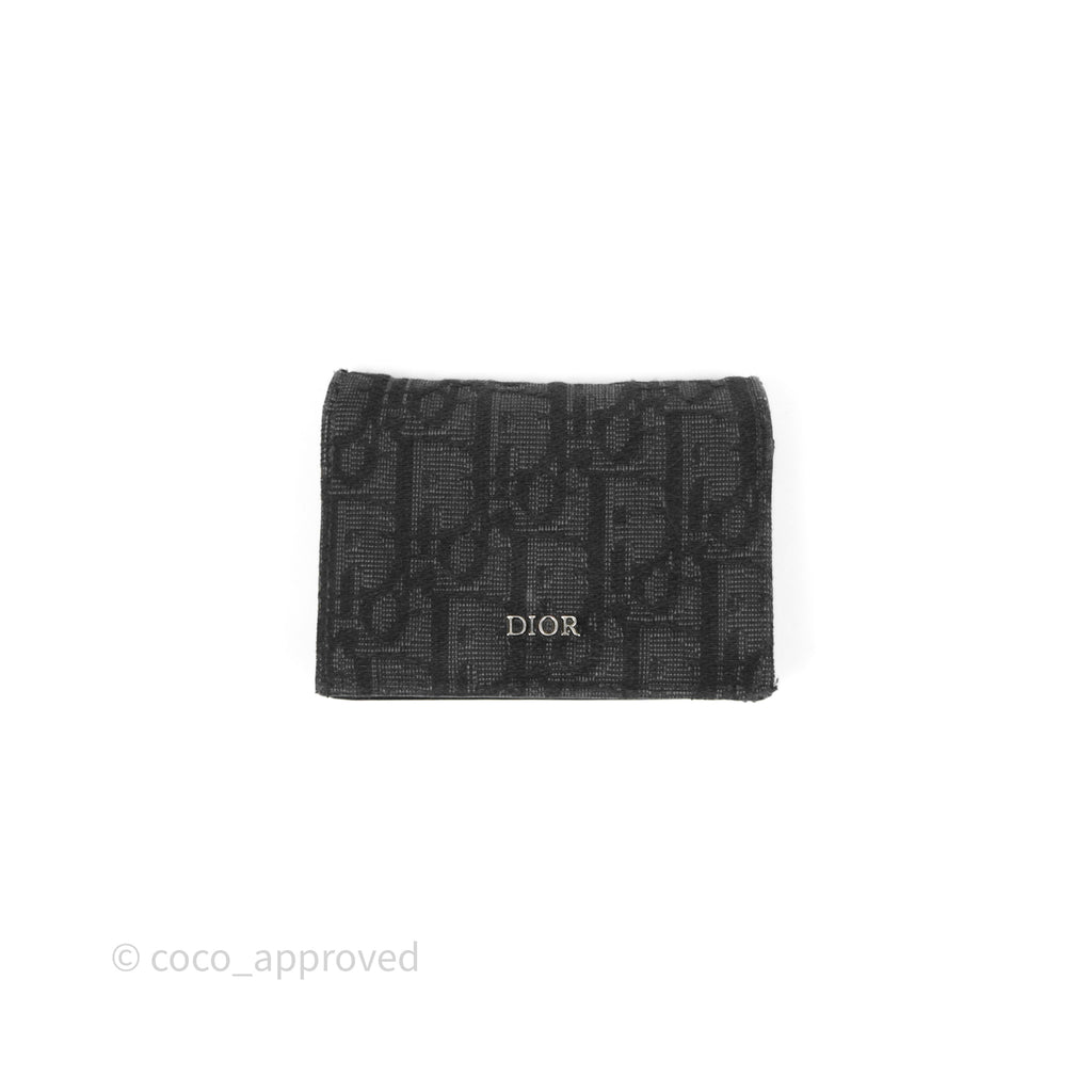 Christian Dior Business Card Holder Black Dior Oblique Jacquard