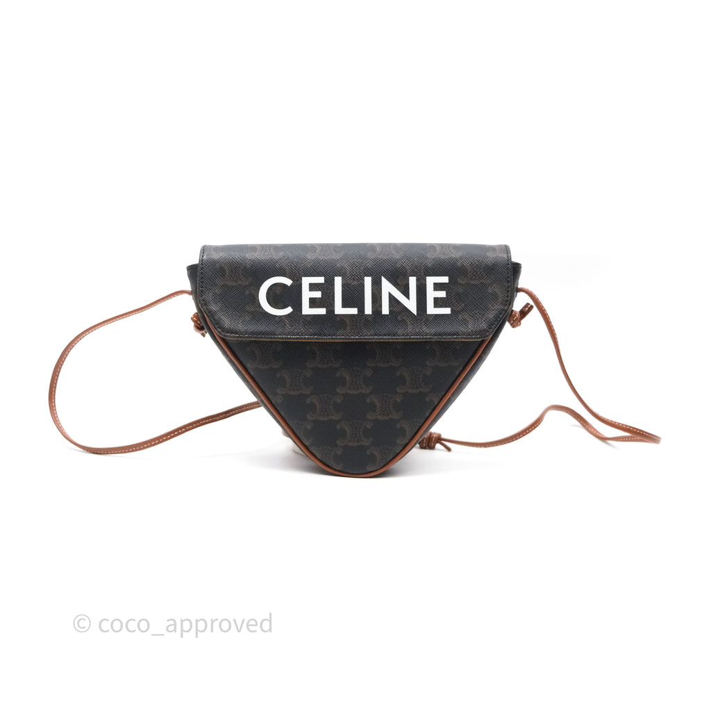 Celine Triangle Crossbody Bag Triomphe Canvas Tan