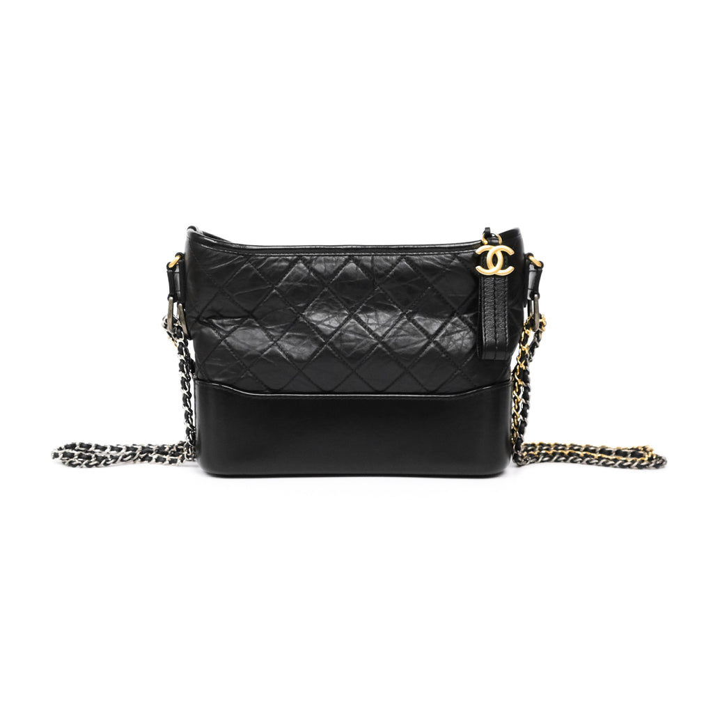 Chanel New Medium Gabrielle Hobo Quilted Black Aged Calfskin