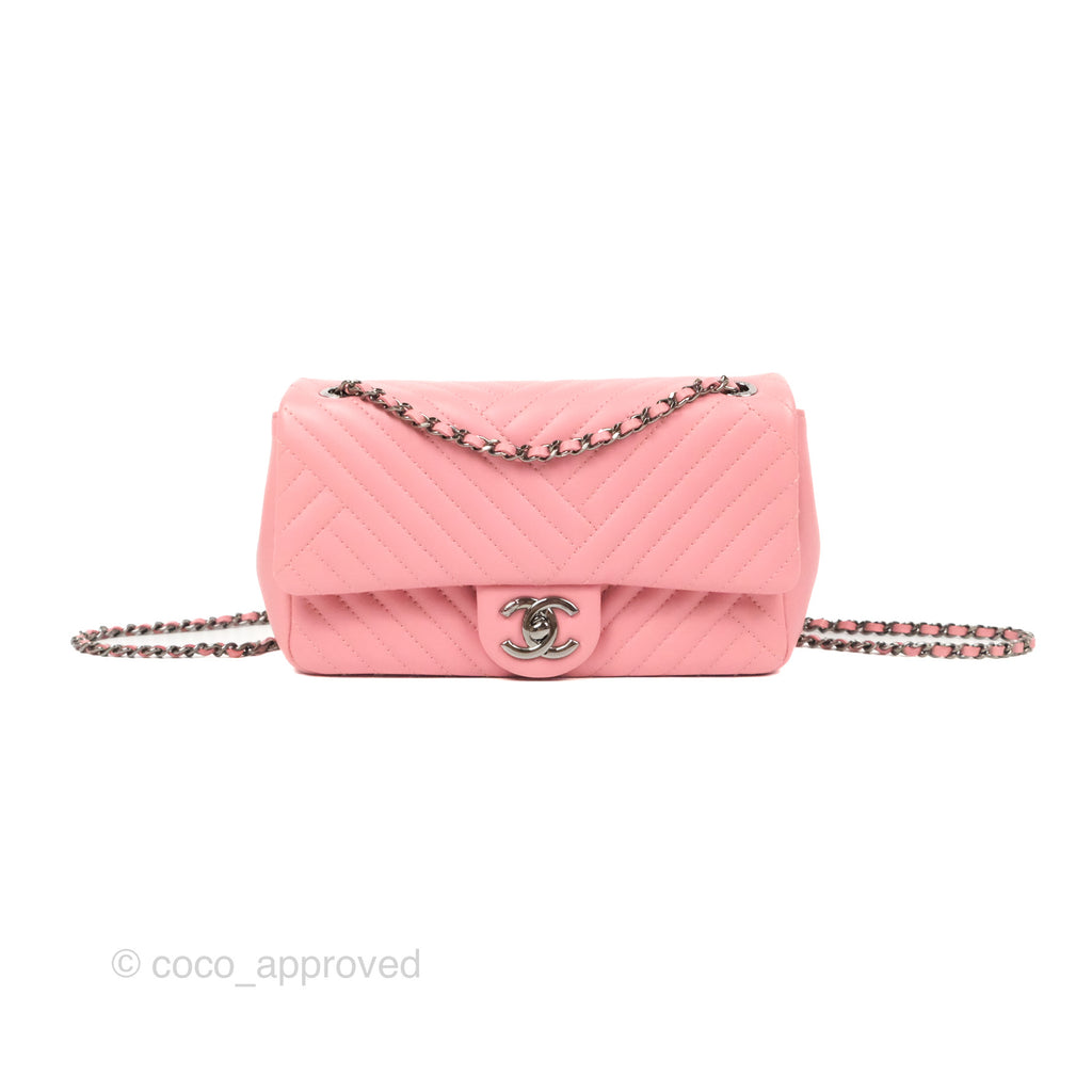 Chanel Small CC Crossing Flap Pink Lambskin Gun Metal Hardware