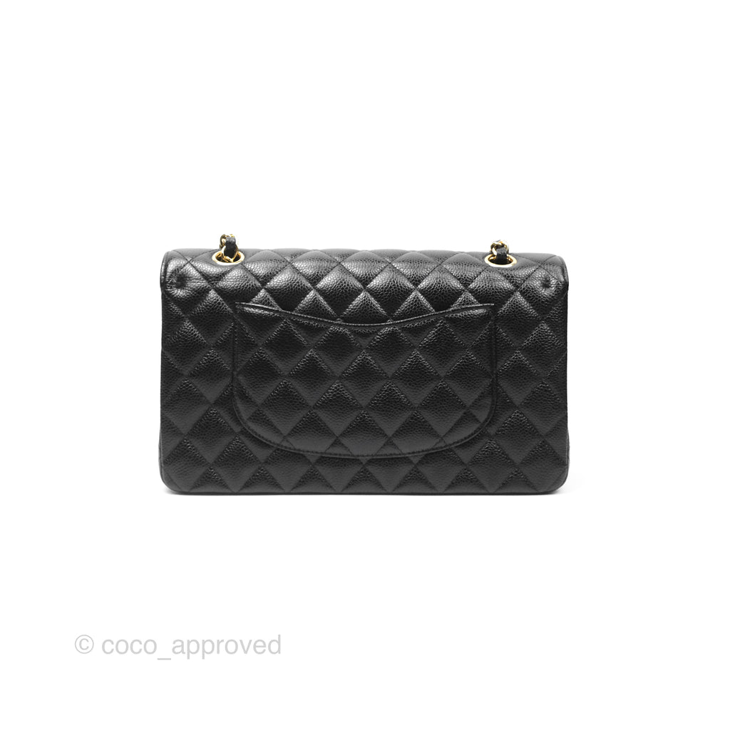 Chanel Classic M/L Medium Flap Quilted Black Caviar Gold Hardware