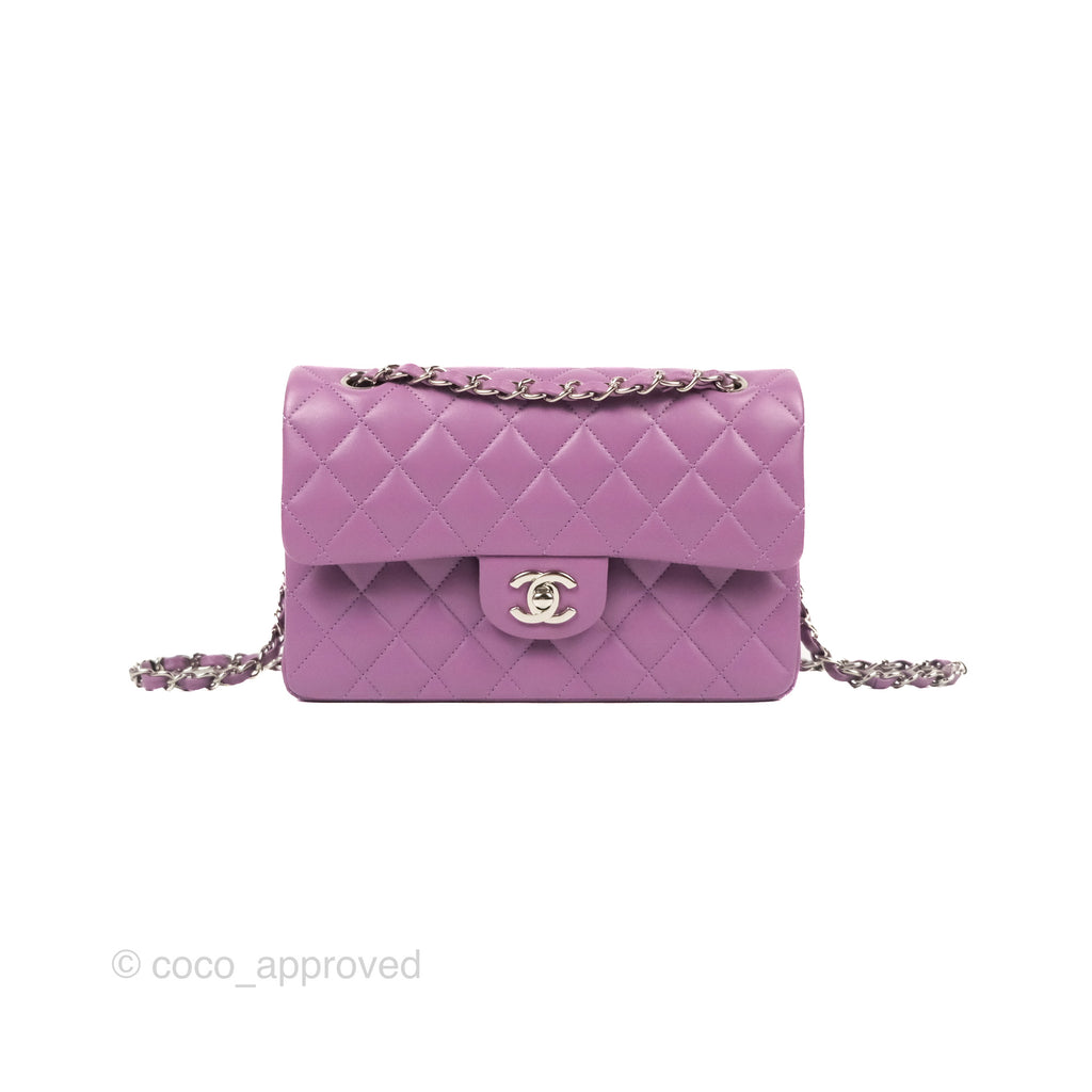 Chanel Small Classic Quilted Flap Purple Lambskin Silver Hardware