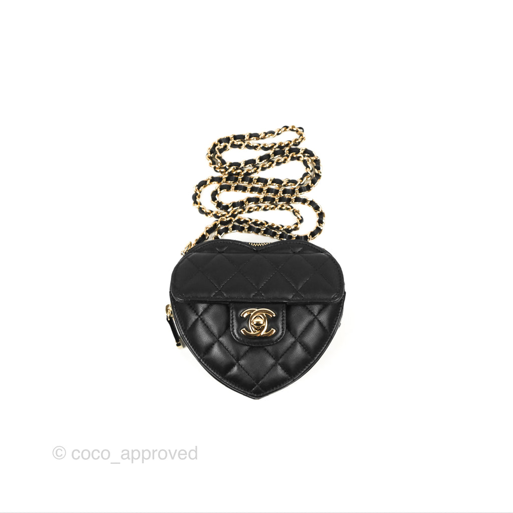 Chanel Small Heart Bag Black Lambskin Gold Hardware 22S