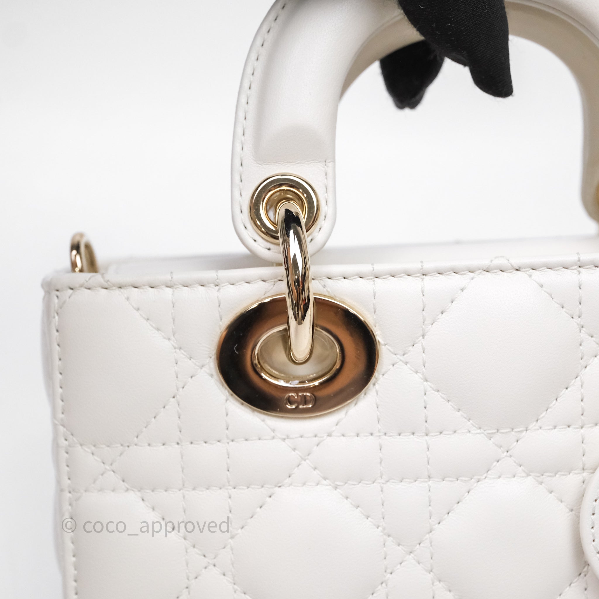 Christian Dior Mini Lady D-Joy White Light Gold Hardware – Coco