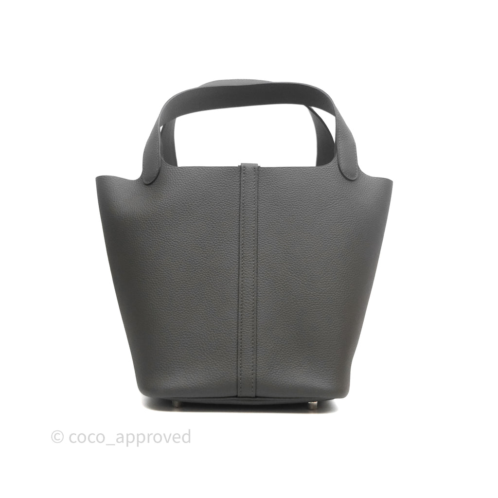 Hermès Picotin 22 Gris Misty Taurillon Maurice Palladium Hardware