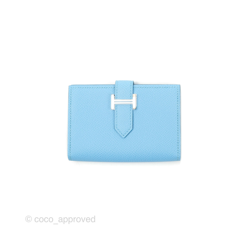 Hermes Bearn Mini Wallet Epsom Bleu Du Nord Palladium Hardware